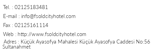 Fs Oldcity Hotel telefon numaralar, faks, e-mail, posta adresi ve iletiim bilgileri